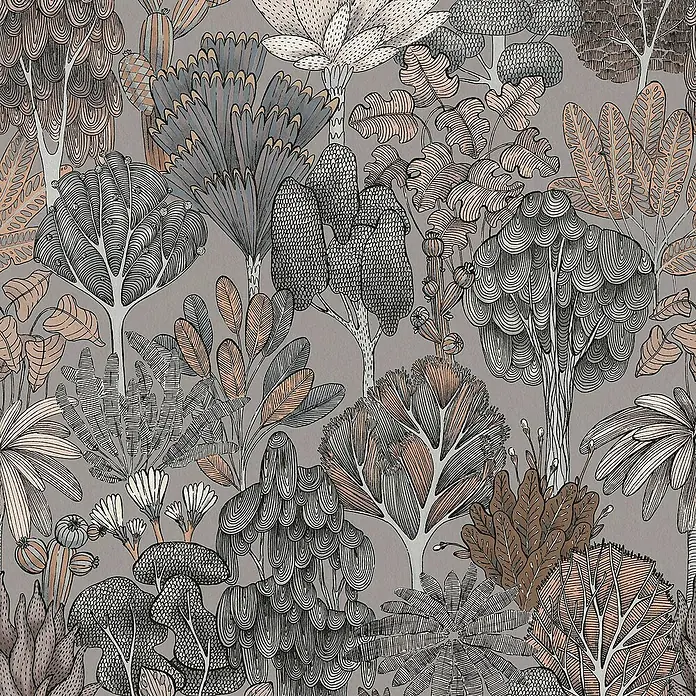 Tadessi Vliestapete M1-No.568 - Grau, Floral, 10,05 x 0,53 m