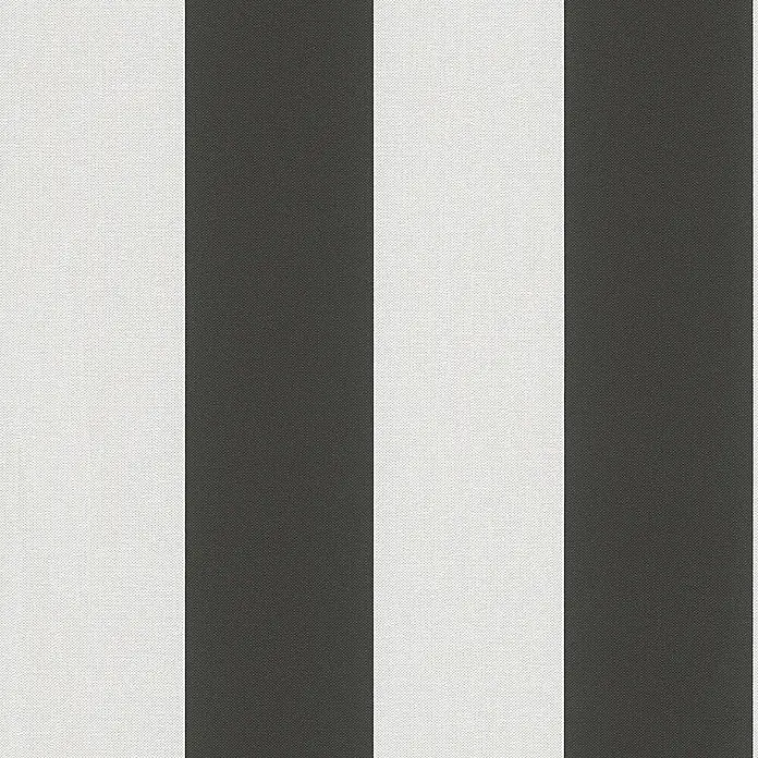 Tadessi Vliestapete M1-No.74 - Schwarz, Streifen, 10,05 x 0,53 m - Vertikaler schwarz-weißer gestreifter Stoff mit feiner Webstruktur.