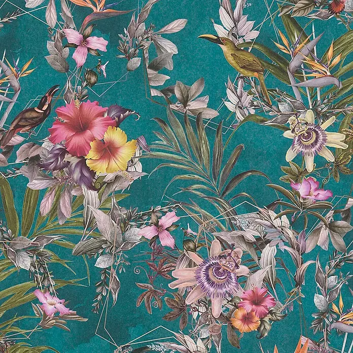 Tadessi Vliestapete M1-No.789 - Blau, Floral, 10,05 x 0,53 m