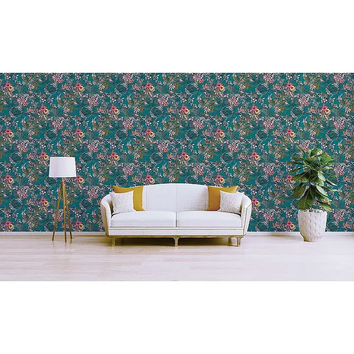 Tadessi Vliestapete M1-No.789 - Blau, Floral, 10,05 x 0,53 m