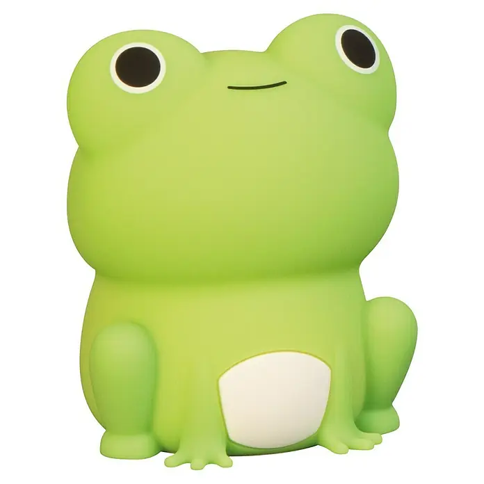 FHL easy LED-Nachtlicht Willi - 0,4 W, L x B x H: 9 x 8 x 11,5 cm, RGBW, Frosch Willi - Nahaufnahme eines grünen Frosches mit großen Augen und einem weißen Bauchfleck.