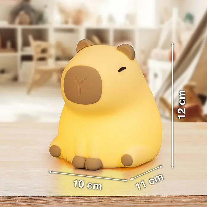 FHL easy LED-Nachtlicht Piggy - 0,5 W, L x B x H: 11 x 10 x 12 cm, RGBW, Capybara Piggy - Niedliches Capybara-Nachtlicht mit warmem Licht, perfekt für Kinderzimmer. Es ist 12 cm hoch, 10 cm breit und 11 cm tief.