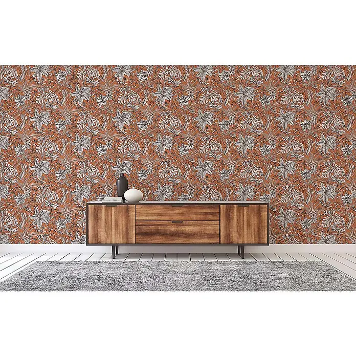 Tadessi Vliestapete M1-No.1355 - Orange, Floral, 10,05 x 0,53 m