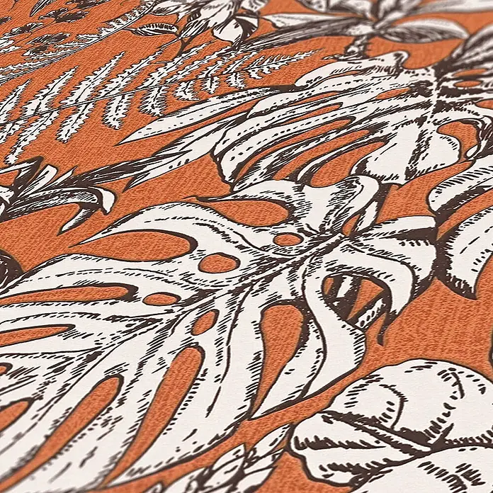 Tadessi Vliestapete M1-No.1355 - Orange, Floral, 10,05 x 0,53 m