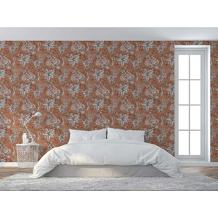 Tadessi Vliestapete M1-No.1355 - Orange, Floral, 10,05 x 0,53 m