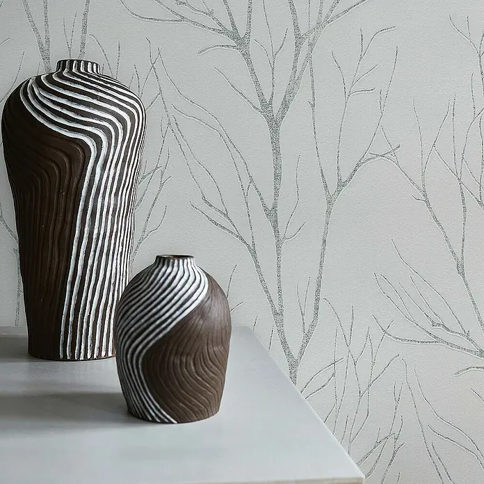 Tadessi Vliestapete M1-No.1323 - Grau, Floral, 10,05 x 0,53 m