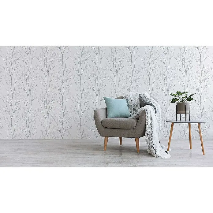 Tadessi Vliestapete M1-No.1323 - Grau, Floral, 10,05 x 0,53 m