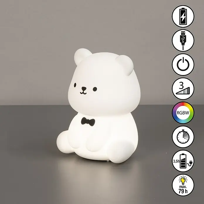 FHL easy LED-Nachtlicht Karl - 0,8 W, L x B x H: 10 x 10 x 13 cm, RGBW, Bär Karl - Niedliches Nachtlicht in Bärenform mit verschiedenen Funktionen, perfekt für Kinderzimmer.