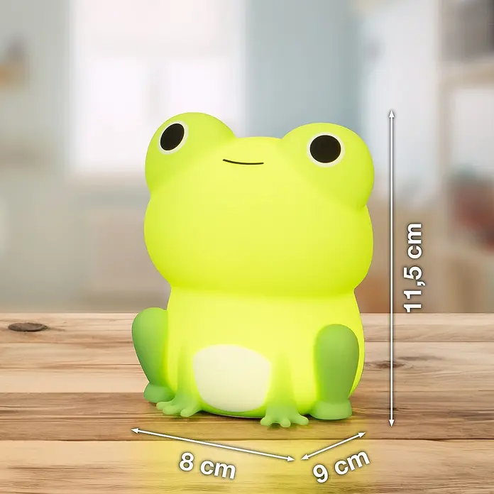 FHL easy LED-Nachtlicht Willi - 0,4 W, L x B x H: 9 x 8 x 11,5 cm, RGBW, Frosch Willi - Leuchtendes Frosch-Nachtlicht aus weichem Silikon. Der Frosch sitzt aufrecht und hat große Augen und ein freundliches Lächeln, Maße: 11,5 cm hoch, 8-9 cm breit.