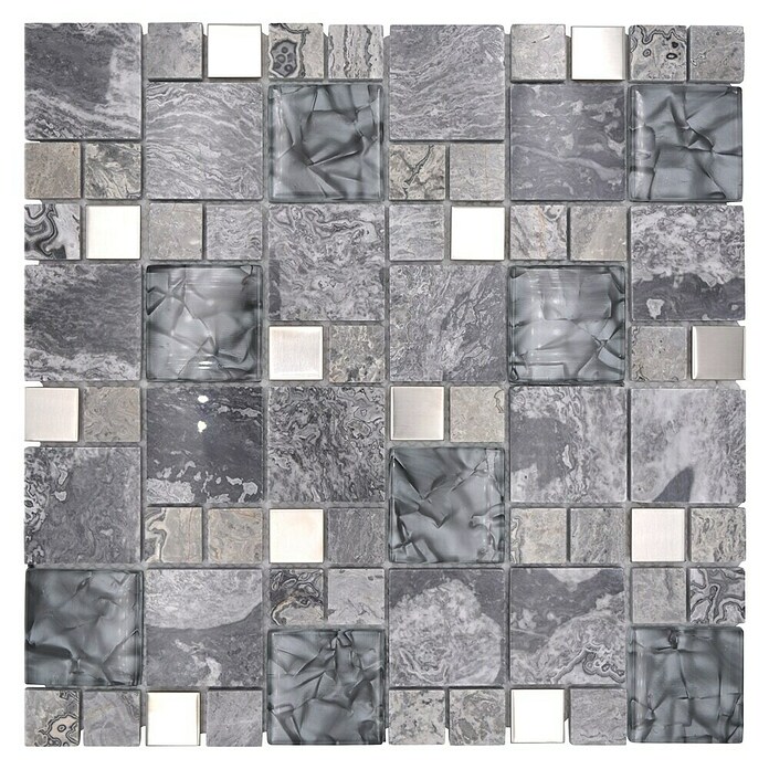 Mozaik pločica (30 x 30 cm, Siva, Polirano)