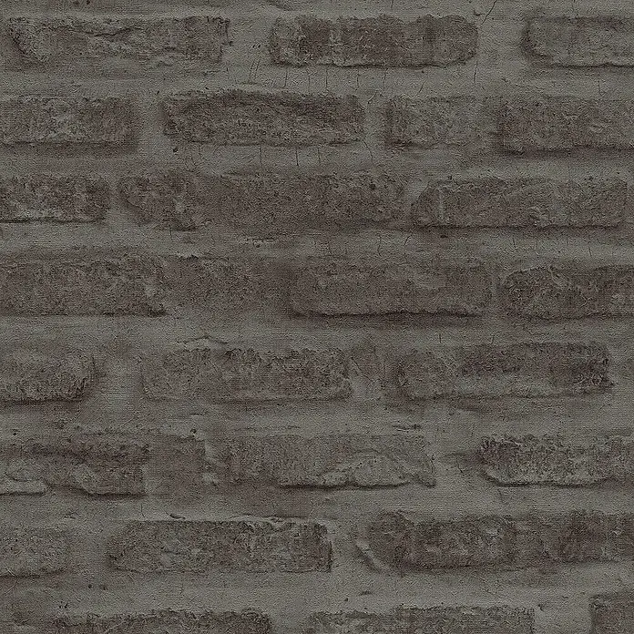 Tadessi Vliestapete M1-No.419 - Schwarz, Steinoptik, 10,05 x 0,53 m - Dunkelgraue, gealterte Ziegelsteinwand-Textur mit sichtbaren Mörtelfugen. Ideal als Tapete oder Oberflächenbelag.