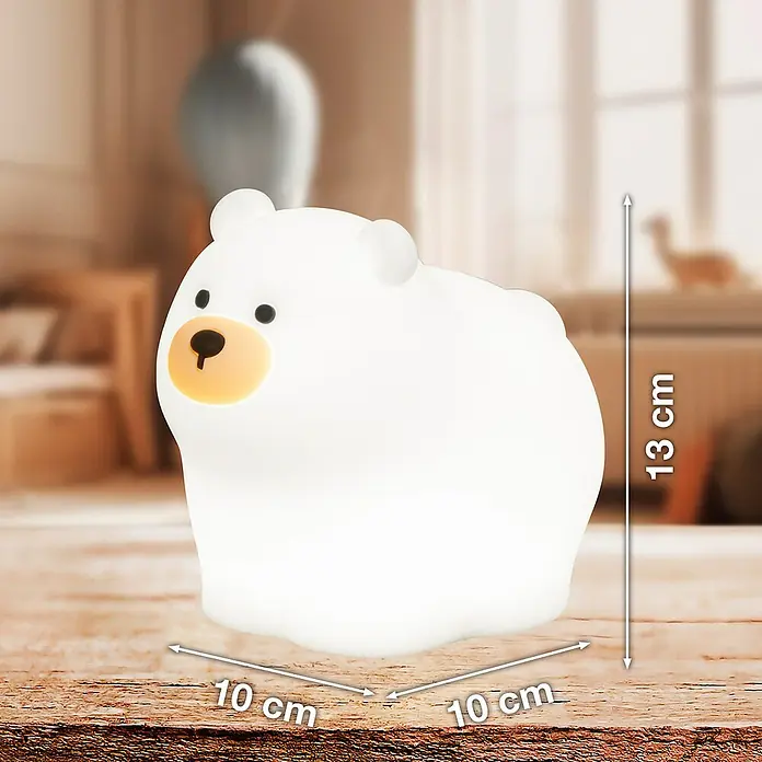 FHL easy LED-Nachtlicht Knut - 0,7 W, L x B x H: 12 x 9 x 11 cm, RGBW, Eisbär Knut - Niedliches, weißes Bären-Nachtlicht für Kinderzimmer. Die Maße sind 10x10x13cm, perfekt als sanfte Lichtquelle und Dekoration.