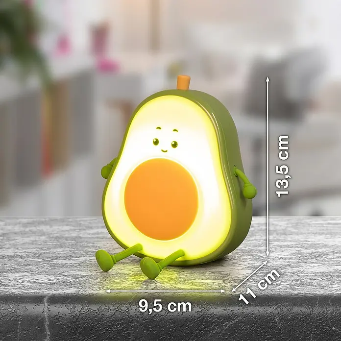 FHL easy LED-Nachtlicht Bobi - 0,4 W, L x B x H: 13,5 x 9,5 x 13,5 cm, Warmweiß, Avocado Bobi - Niedliche Avocado-Nachtlampe mit freundlichem Gesicht und leuchtenden Details, Maße 13,5 cm Höhe, 11 cm Breite und 9,5 cm Tiefe.