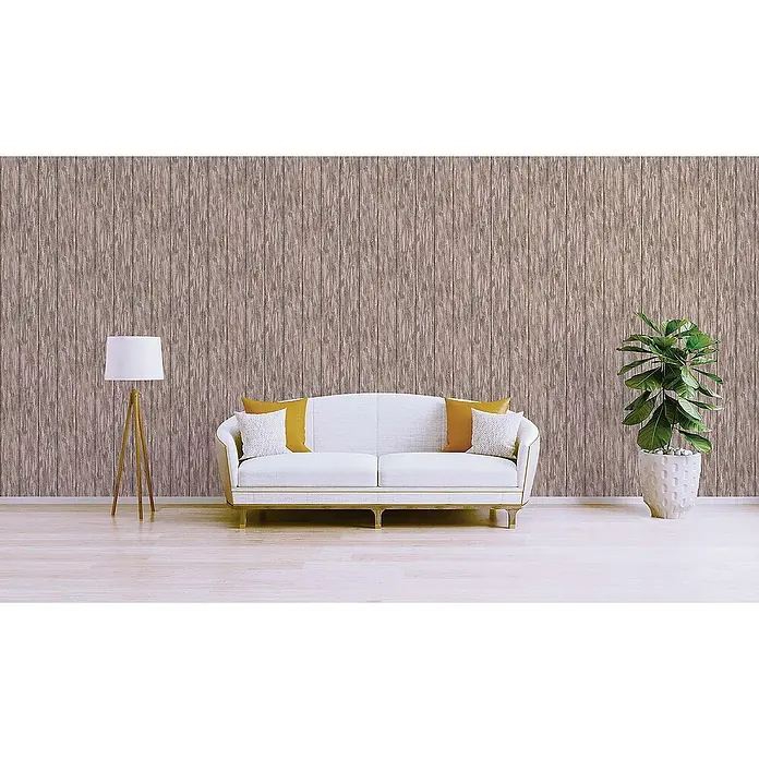 Tadessi Vliestapete M1-No.1632 - Braun, Holzoptik, 10,05 x 0,53 m - Braune Holzpaneel-Tapete mit vertikalen Brettern, die einer modernen Innenwand einen natürlichen, verwitterten Look verleiht.