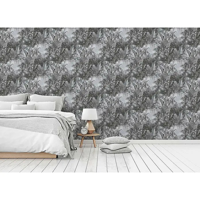 Tadessi Vliestapete M1-No.1794 - Grau, Floral, 10,05 x 0,53 m