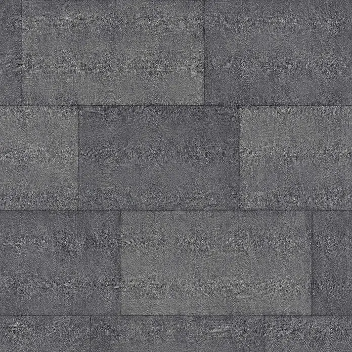 Tadessi Vliestapete M1-No.3395 - Grau, Steinoptik, 10,05 x 0,53 m - Dunkelgraue texturierte rechteckige Platten mit Used-Look-Oberfläche, ideal für Wand- oder Bodenbelag.