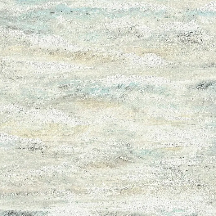 Tadessi Vliestapete M1-No.2573 - Grau, Streifen, 10,05 x 0,53 m - Abstraktes, strukturiertes Muster in Weiß, Beige, Hellblau und Grau mit einem Used-Look, der Wellen ähnelt.