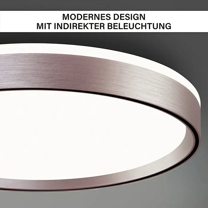 MegaLight LED-Deckenleuchte rund Shining Pluto - 24 W, Weiß, Bernstein - Moderne Deckenleuchte mit indirekter Beleuchtung für ein angenehmes Ambiente im Raum. Stilvolles Design mit Metallrahmen.