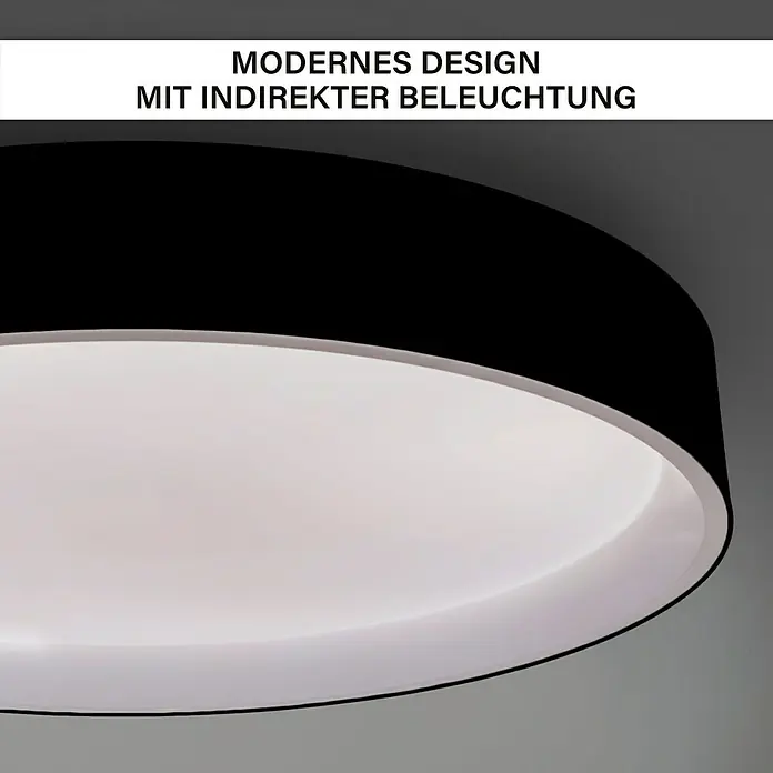 MegaLight LED-Deckenleuchte rund Shining Arctica - 24 W, Ø x H: 39 x 7,5 cm, Schwarz, Bernstein - Moderne Deckenleuchte mit indirekter Beleuchtung. Das elegante Design sorgt für angenehmes Licht und eine stilvolle Atmosphäre im Raum.