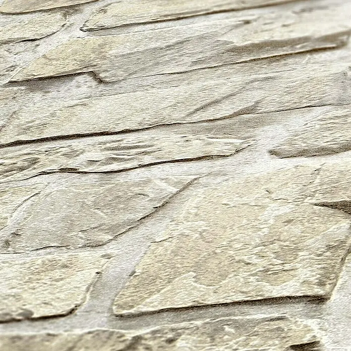 Tadessi Vliestapete M1-No.9 - Grau, Steinoptik, 10,05 x 0,53 m - Hellbeige strukturierte Wandverkleidung in Natursteinoptik.