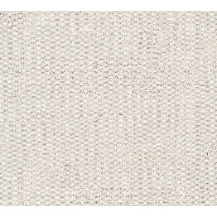 Tadessi Vliestapete M1-No.1511 - Rosa, Sonstiges, 10,05 x 0,53 m - Hellrosa strukturierter Hintergrund mit verblasster Vintage-Handschrift und Stempelmotiven.