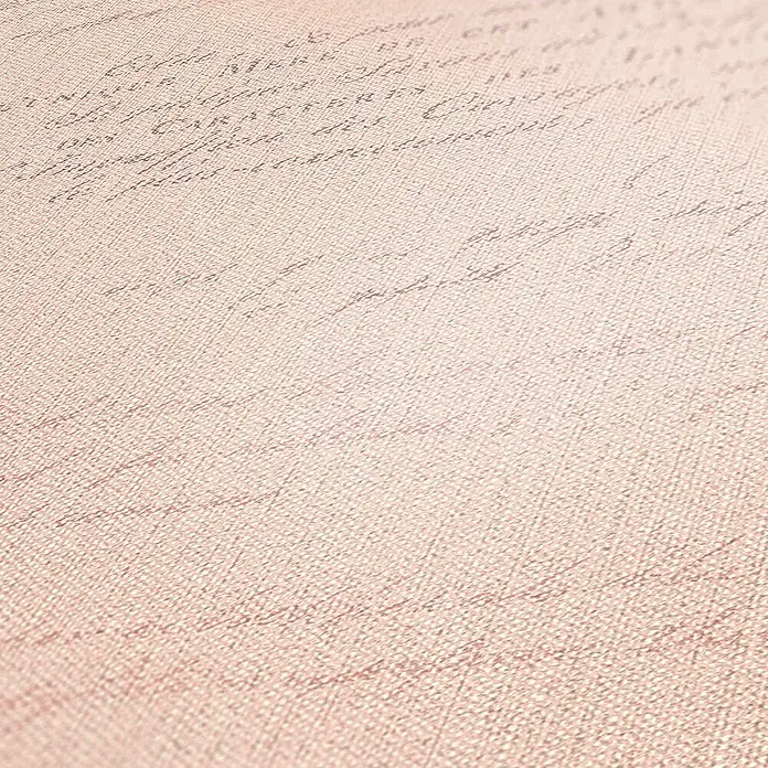 Tadessi Vliestapete M1-No.1511 - Rosa, Sonstiges, 10,05 x 0,53 m - Helle rosa Textiltapete mit subtiler Webstruktur und verblasster, eleganter Schreibschrift.