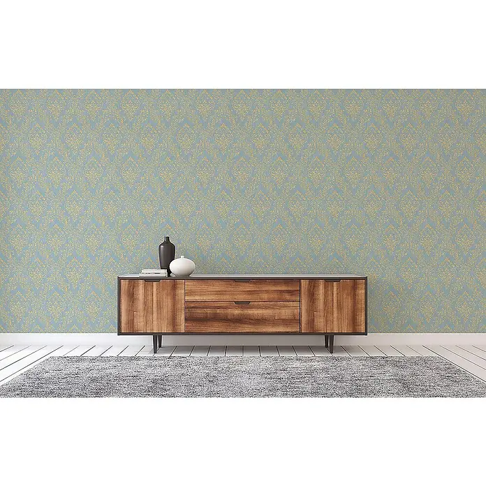 Tadessi Vliestapete M1-No.2179 - Blau, Ornament, 10,05 x 0,53 m