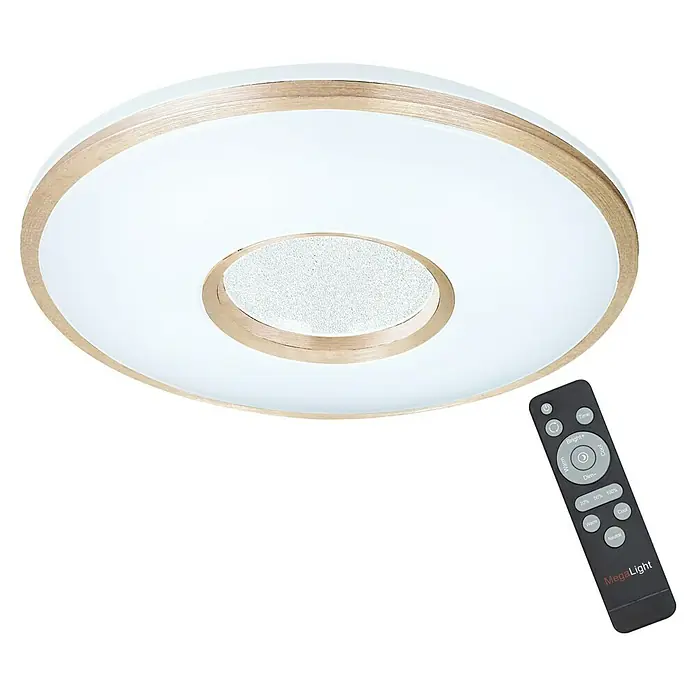 MegaLight LED-Deckenleuchte rund Shining Star - 24 W, Ø x H: 49 x 8,5 cm, Gold, Warmweiß - Eine moderne LED-Deckenleuchte mit Fernbedienung, ideal für stilvolle Innenräume.