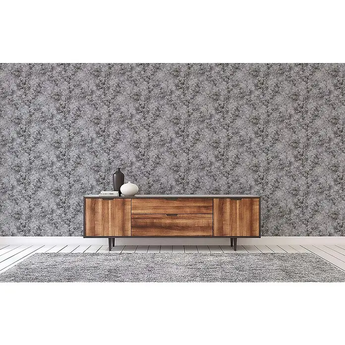 Tadessi Vliestapete M1-No.408 - Schwarz, Floral, 10,05 x 0,53 m
