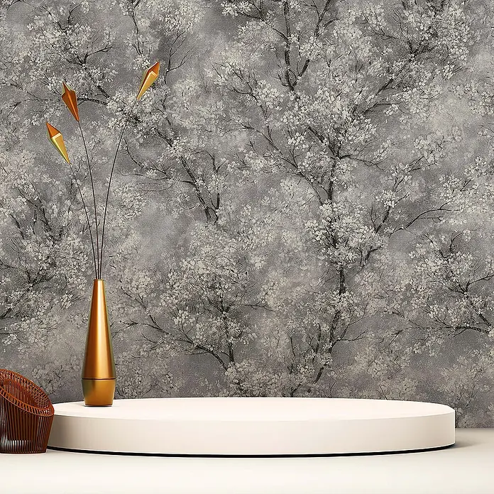 Tadessi Vliestapete M1-No.408 - Schwarz, Floral, 10,05 x 0,53 m