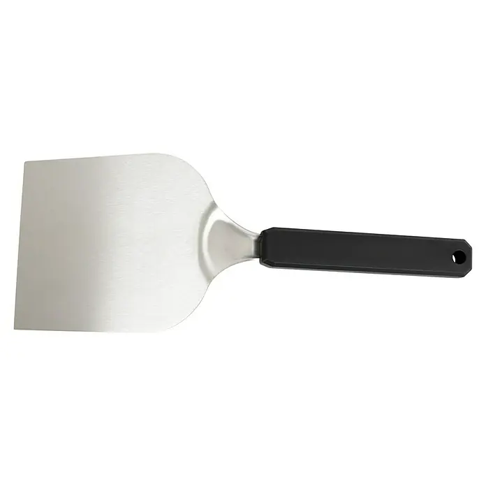Cozze Grillgutwender - Länge: 36 cm, Edelstahl/Kunststoff - Ein Pfannenwender aus Edelstahl mit schwarzem Griff, ideal zum Wenden von Speisen in der Küche, robust und langlebig.