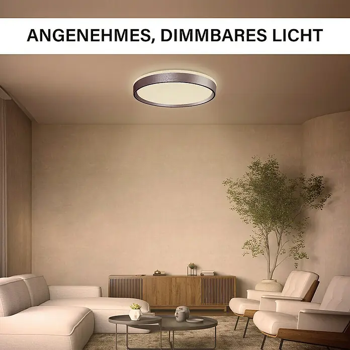 MegaLight LED-Deckenleuchte rund Shining Pluto - 24 W, Weiß, Bernstein - Elegante Deckenleuchte mit dimmbarem Licht für eine angenehme Atmosphäre im Wohnraum. Die Lampe ist ein stilvoller Hingucker.