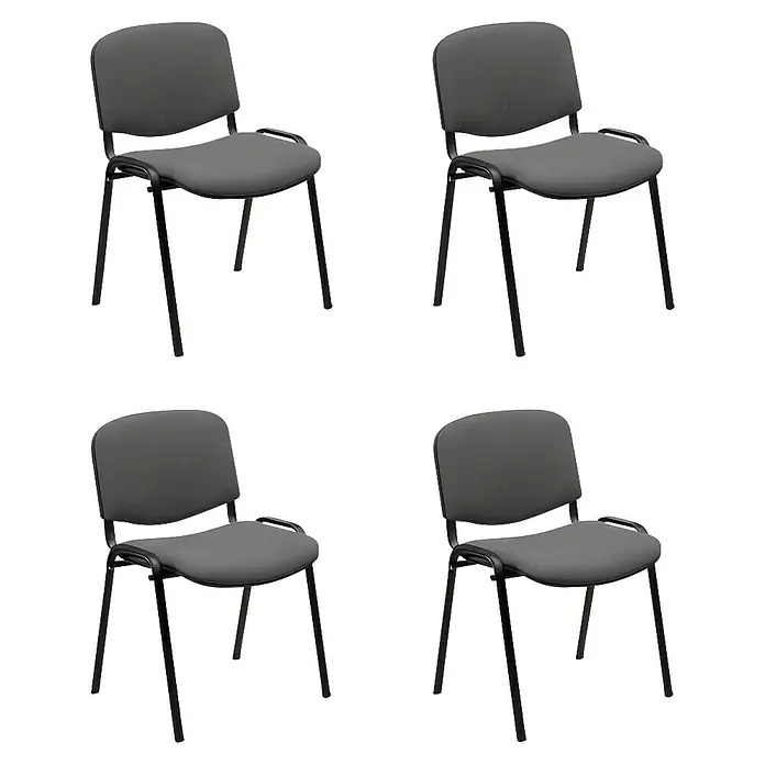 Unisit Silla Dado - Gris, Textil, 4 ud. - Aquí hay cuatro sillas de oficina grises con estructura metálica. Tienen un diseño sencillo y funcional y ofrecen un asiento cómodo.