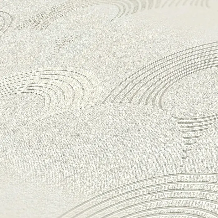 Tadessi Vliestapete M1-No.449 - Grau, Sonstiges, 10,05 x 0,53 m - Texturierte, hellbeige Tapete mit geprägtem Wellenmuster.