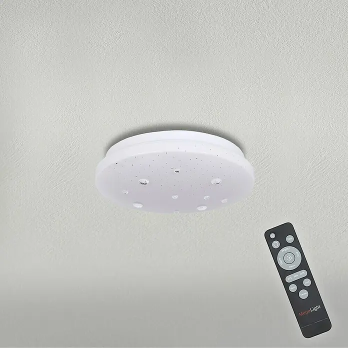 MegaLight LED-Deckenleuchte rund Shining Diamond - 9,5 W, Weiß, Warmweiß - Deckenleuchte mit Fernbedienung.