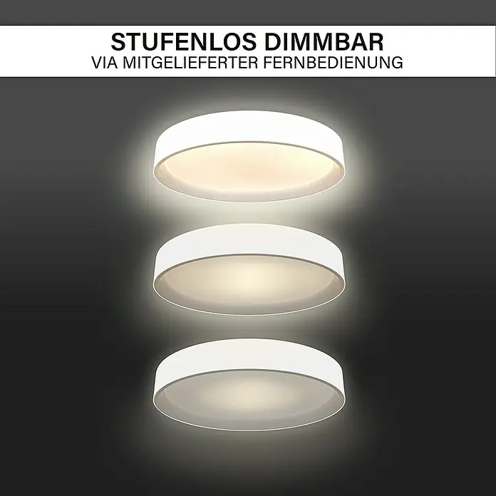 MegaLight LED-Deckenleuchte rund Shining Arctica - 24 W, Ø x H: 39 x 7,5 cm, Weiß, Bernstein - Deckenleuchte mit stufenloser Dimmfunktion per Fernbedienung für individuelle Lichtstimmung.