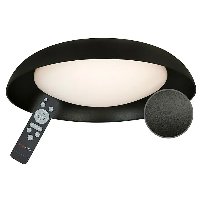 MegaLight LED-Deckenleuchte rund Bowl - 24 W, Ø x H: 40 x 9,5 cm, Schwarz, Warmweiß - Elegante MegaLight Deckenleuchte in Schwarz mit Fernbedienung zur einfachen Bedienung und Anpassung der Lichtverhältnisse.