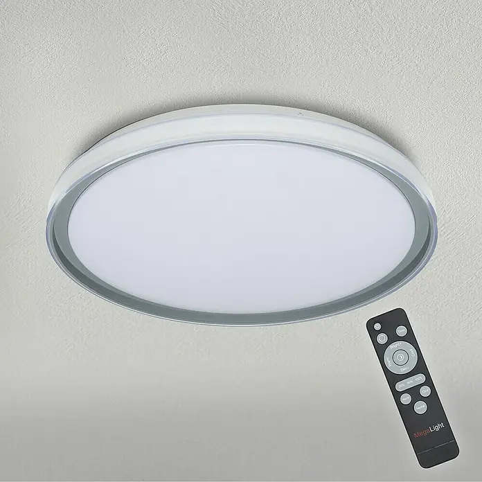 MegaLight LED-Deckenleuchte rund Shining Saturn - 40 W, Ø x H: 50 x 7 cm, Weiß, Warmweiß - Moderne LED-Deckenleuchte mit Fernbedienung zur Steuerung von Helligkeit und Farbtemperatur für eine individuelle Beleuchtung.