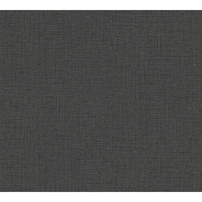Tadessi Vliestapete M1-No.1257 - Schwarz, Uni, 10,05 x 0,53 m - Dunkelgraue, gewebte Textiltextur mit feinem, gleichmäßigem Muster.