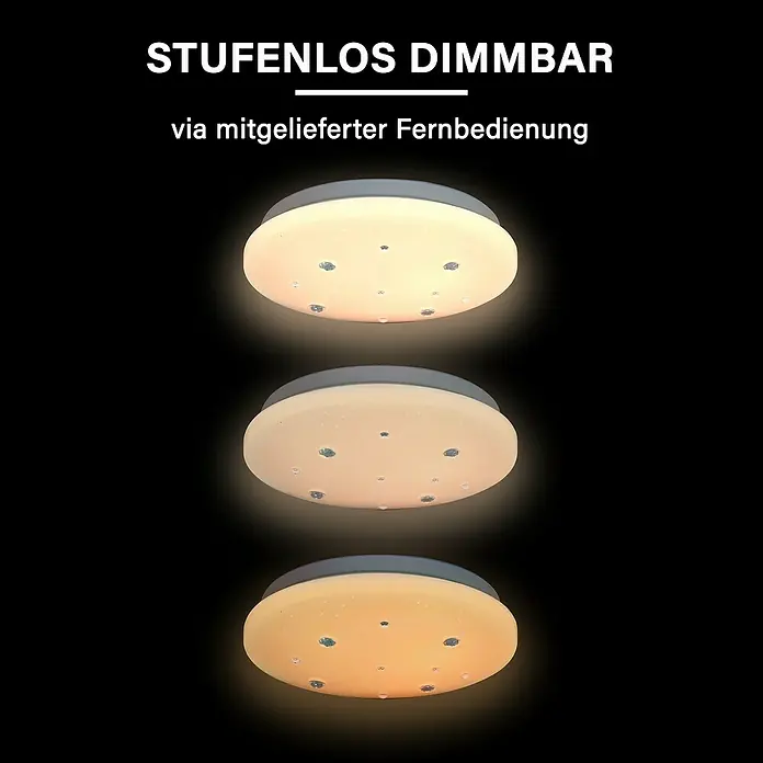 MegaLight LED-Deckenleuchte rund Shining Diamond - 9,5 W, Weiß, Warmweiß - Dimmbare LED Deckenleuchte mit verschiedenen Farbtemperaturen und Fernbedienung.