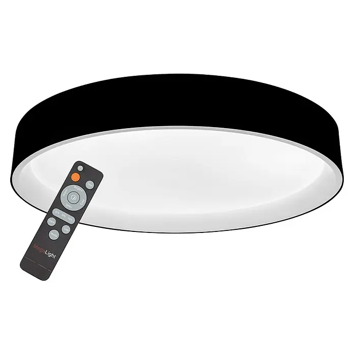 MegaLight LED-Deckenleuchte rund Shining Arctica - 24 W, Ø x H: 39 x 7,5 cm, Schwarz, Bernstein - Deckenleuchte mit Fernbedienung. Die Fernbedienung der Deckenlampe MegaLight ermöglicht die Steuerung der Helligkeit und Farbtemperatur.