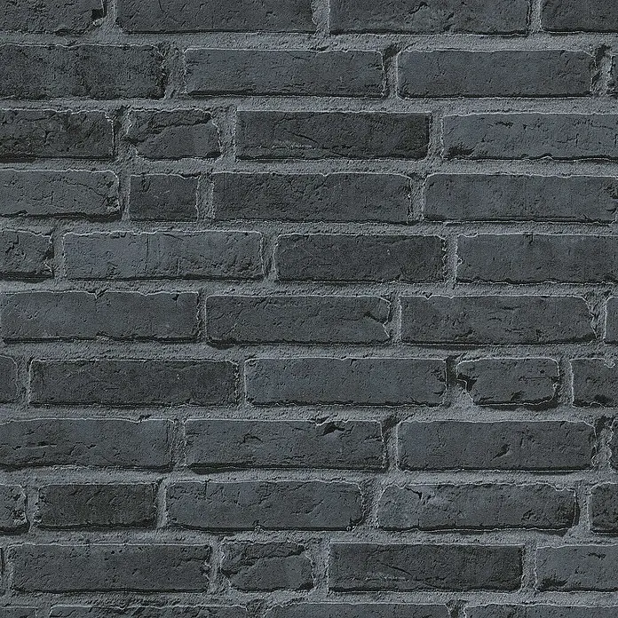 Tadessi Vliestapete M1-No.890 - Schwarz, Steinoptik, 10,05 x 0,53 m - Dunkelgraue Ziegelwand-Textur.