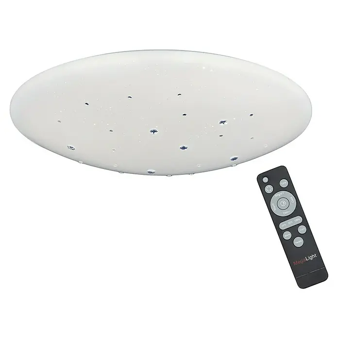 MegaLight LED-Deckenleuchte rund Shining Diamond - 56 W, Ø x H: 57,5 x 12,5 cm, Weiß, Warmweiß - Deckenleuchte mit Fernbedienung. Die moderne LED-Deckenlampe bietet variable Lichtsteuerung und ist ideal für verschiedene Raumatmosphären.