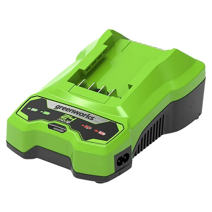 Greenworks Akku-Ladegerät GW 24V 2 A - Passend für: Greenworks 24-V-Akkus, 24 V - Greenworks 24V Akku-Ladegerät für Lithium-Ionen-Akkus, ideal zum Aufladen von Gartengeräten.