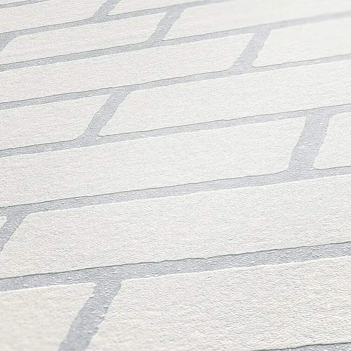 Tadessi Vliestapete M1-No.2036 - Weiß, Steinoptik, 10,05 x 0,53 m - Strukturierte weiße Tapete mit subtilem Ziegelmuster.