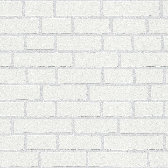Tadessi Vliestapete M1-No.2036 - Weiß, Steinoptik, 10,05 x 0,53 m - Nahtloses Muster aus weißen Ziegeln mit texturierten Oberflächen und hellgrauen Mörtelfugen.
