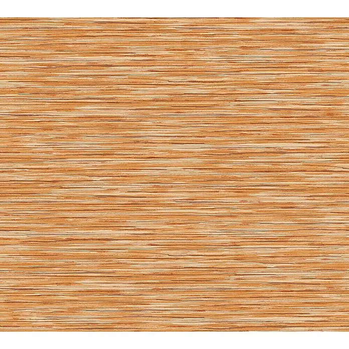 Tadessi Vliestapete M1-No.1369 - Orange, Streifen, 10,05 x 0,53 m - Warme orange-beige horizontal gestreifte Webstruktur.