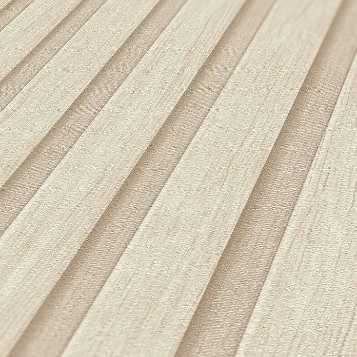 Tadessi Vliestapete 0 - Beige, Streifen, 10,05 x 0,53 m - Helle beige Struktur-Tapete mit diagonalen Streifen in Holzoptik und Granulat-Muster.