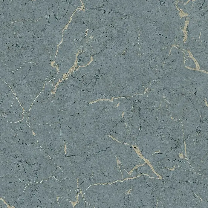 Tadessi Vliestapete M1-No.598 - Blau, Steinoptik, 10,05 x 0,53 m - Blaugraue Marmorstruktur mit feinen hellbeigen und goldenen Äderungen.