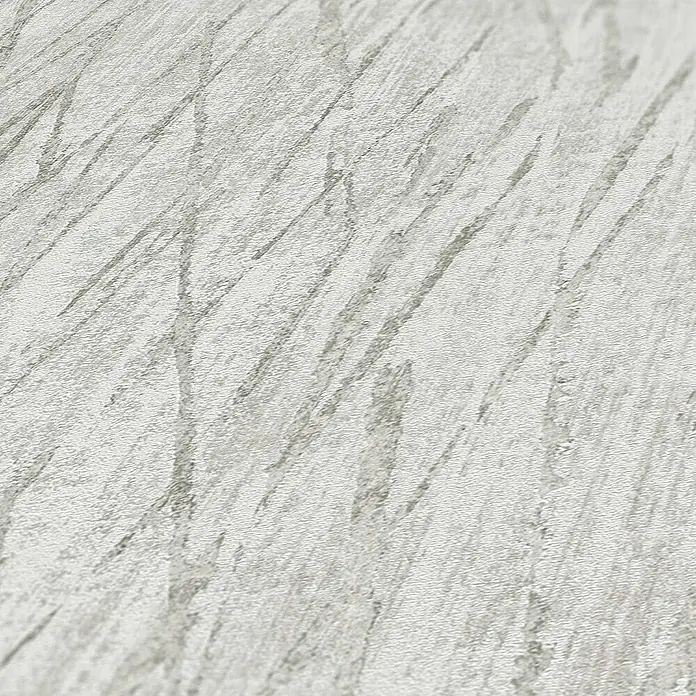 Tadessi Vliestapete M1-No.1717 - Grau, Streifen, 10,05 x 0,53 m - Hellgraue strukturierte Oberfläche mit unregelmäßigem dunklem Diagonalmuster.